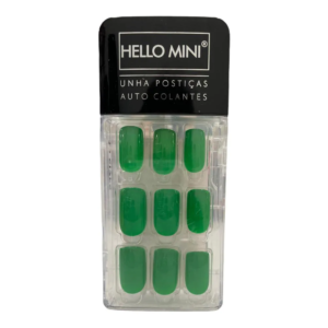 Unhas Postiças Auto Colantes Verde Bandeira  Hello Mini
